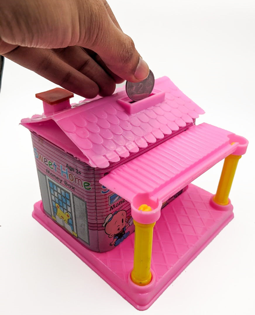 Romance smart coin bank hut shaped